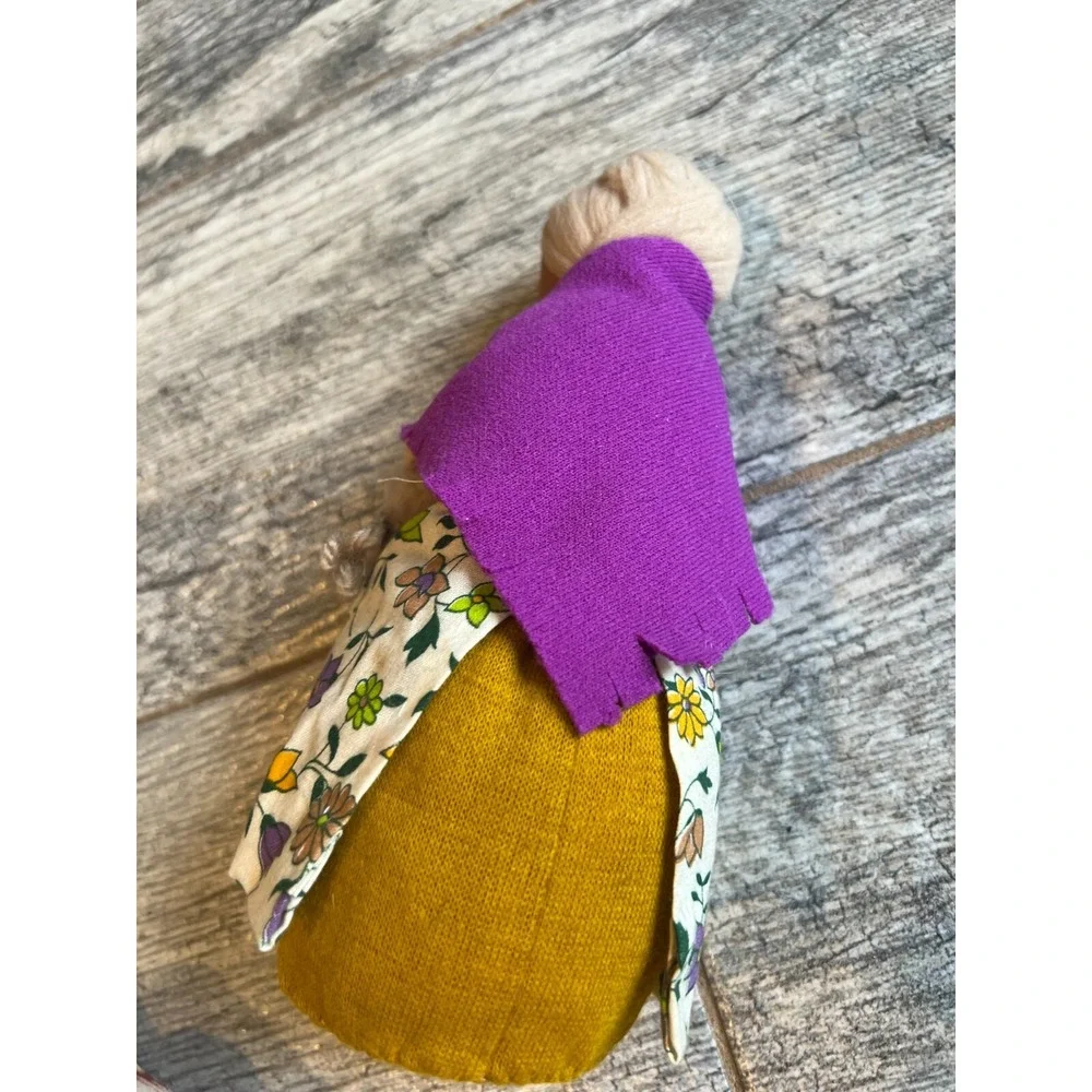 Handmade Doll Soft Plush Stuffed‎ Hand crafted African American Folk Art 7.5